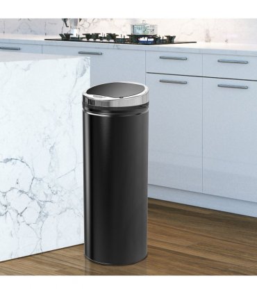 Sensor Trash Can 50L Stainless Steel Black 30.5cm x 30.5cm x 81.5cm