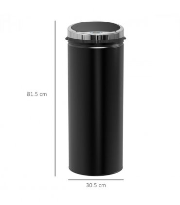 Sensor Trash Can 50L Stainless Steel Black 30.5cm x 30.5cm x 81.5cm