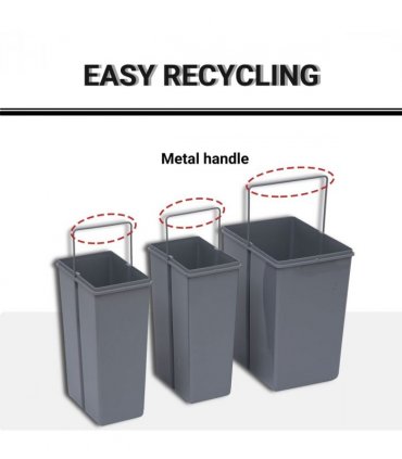 Recycle Waste Bin Pull Out Dustbin Recycling Cabinet  40L-Grey