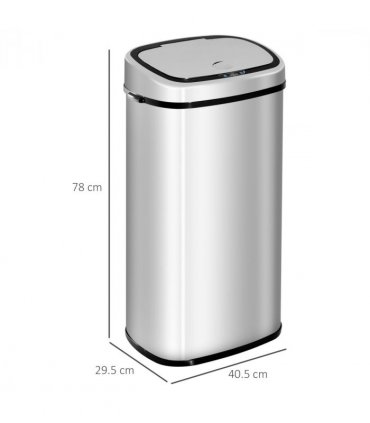 Sensor Bin 68L Stainless Steel Automatic Silver Dustbin 40.5L x 29.5W x 78H cm