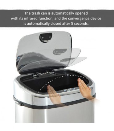 Sensor Bin 68L Stainless Steel Automatic Silver Dustbin 40.5L x 29.5W x 78H cm