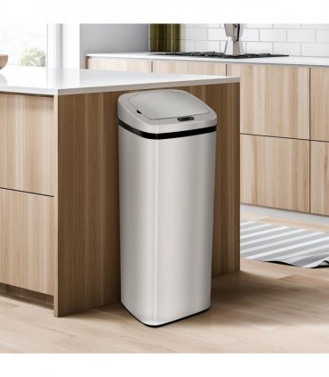50L Motion Sensor ABS Rubbish Bin Siler/Black