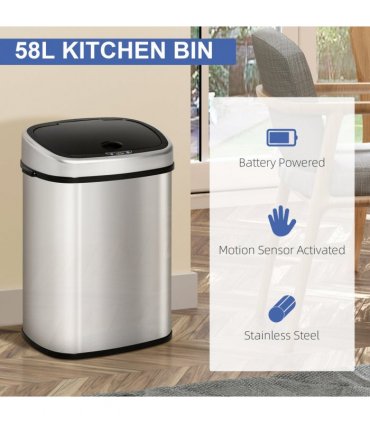 Sensor Bin Chrome ABS Plastic Mirror Stainless Steel Touch-Free Lid