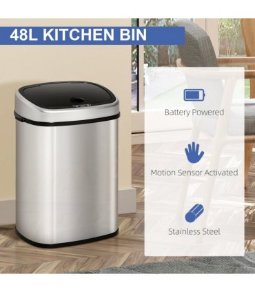 Sensor Dustbin Touchless Automatic Bin Mirror Stainless Steel 48L