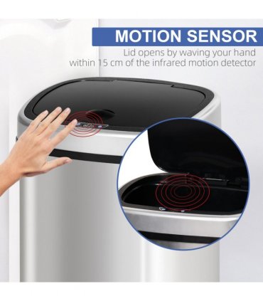 Sensor Dustbin Touchless Automatic Bin Mirror Stainless Steel 48L