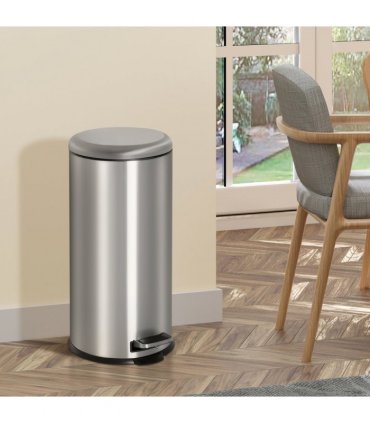 30L Pedal Bin, ?29.2 cm-Black/Silver