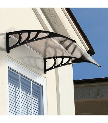75 L x 120 W x 23 H cm Brown Polycarbonate Curved Awning w/ Black Bracket