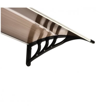 75 L x 120 W x 23 H cm Brown Polycarbonate Curved Awning w/ Black Bracket