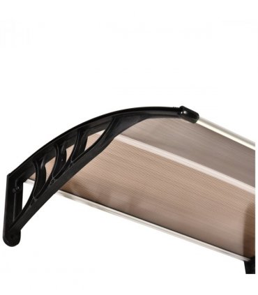 75 L x 120 W x 23 H cm Brown Polycarbonate Curved Awning w/ Black Bracket
