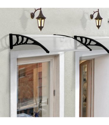 Polycarbonate Clear Curved Awning 75cm x 120cm x 23cm UV Protection Sturdy Frame