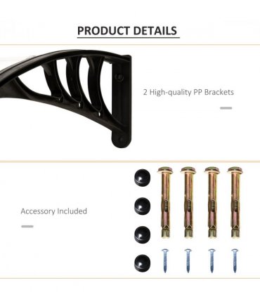 Polycarbonate Clear Curved Awning 75cm x 120cm x 23cm UV Protection Sturdy Frame