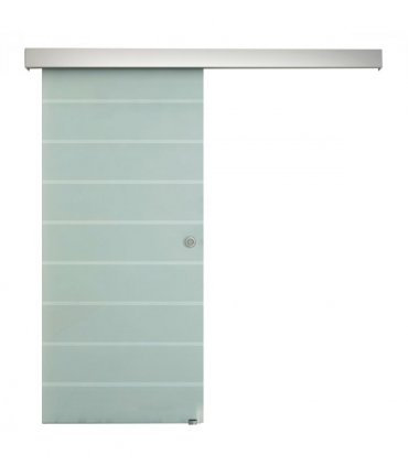 Tempered Sliding Barn Door Kit Aluminum-alloy Rail Frosted Glass