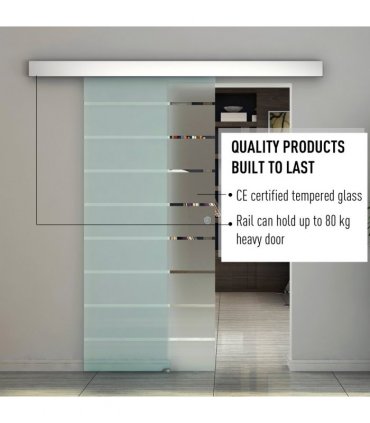 Tempered Sliding Barn Door Kit Aluminum-alloy Rail Frosted Glass