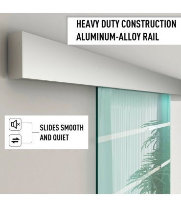 Tempered Sliding Barn Door Kit Aluminum-alloy Rail Frosted Glass