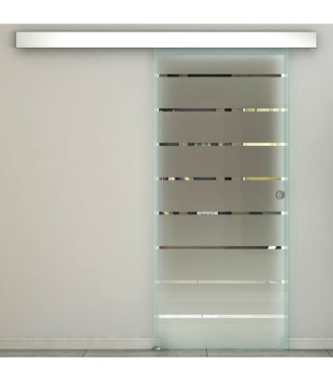 Tempered Sliding Barn Door Kit Aluminum-alloy Rail Frosted Glass