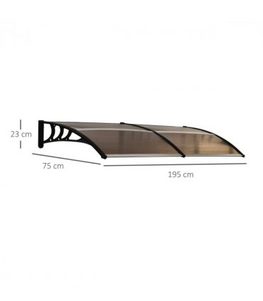 Polycarbonate Brown 75cm x 195cm x 23cm Clear Door Canopy Awning UV Protection