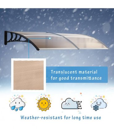 Polycarbonate Brown 75cm x 195cm x 23cm Clear Door Canopy Awning UV Protection