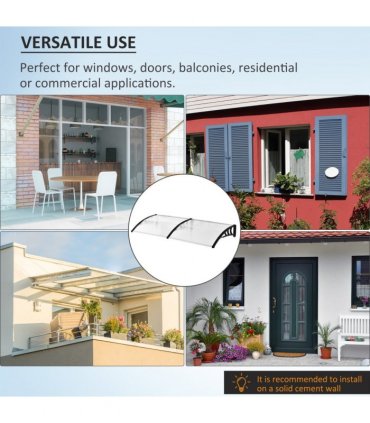 Awning White Polycarbonate 75cm x 195cm x 23cm UV-resistant Lightweight Durable