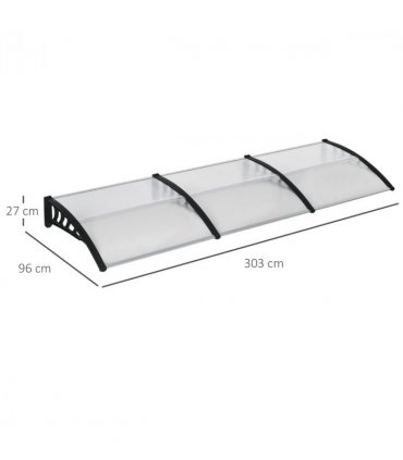Front Door Canopy, Outdoor Awning, 300 x 100cm Rain Shelter Clear 300x100