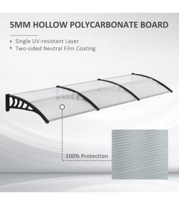 Front Door Canopy, Outdoor Awning, 300 x 100cm Rain Shelter Clear 300x100
