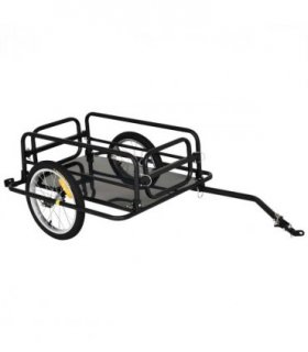Folding Frame Bike Cargo Trailer Extra Bicycle Storage Carrier W/Hitch-Black