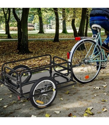 Folding Frame Bike Cargo Trailer Extra Bicycle Storage Carrier W/Hitch-Black