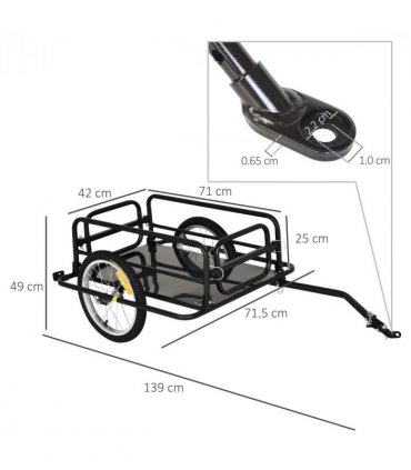 Folding Frame Bike Cargo Trailer Extra Bicycle Storage Carrier W/Hitch-Black
