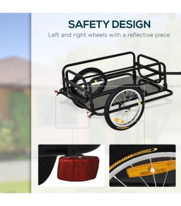 Folding Frame Bike Cargo Trailer Extra Bicycle Storage Carrier W/Hitch-Black