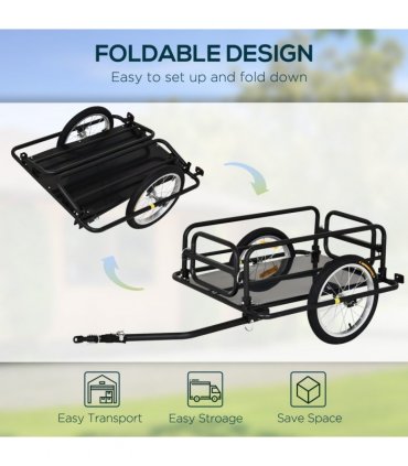 Folding Frame Bike Cargo Trailer Extra Bicycle Storage Carrier W/Hitch-Black