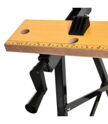 Work Bench DURHAND MDF Top Portable Work Bench w Adjustable Clamps Black