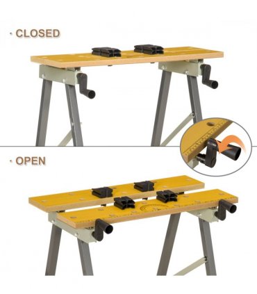 Work Bench Grey MDF 62.5cmx60.5cmx78.5cm 4-1 Work Bench, Saw Horse Clamp Table