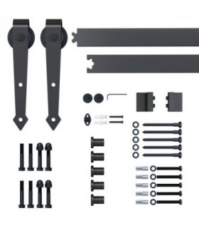 6ft 1.8m Sliding Wood Barn Door Stainless Steel Set Carbon Kits