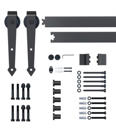 6ft 1.8m Sliding Wood Barn Door Stainless Steel Set Carbon Kits