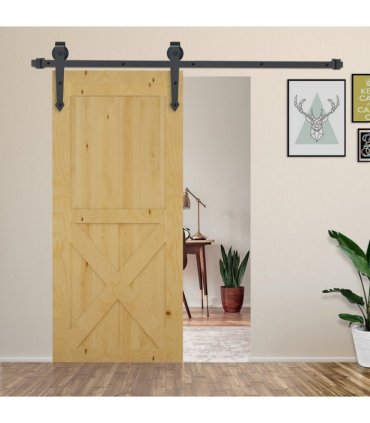 6ft 1.8m Sliding Wood Barn Door Stainless Steel Set Carbon Kits