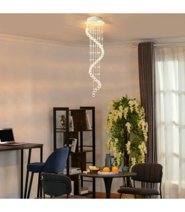 Chandelier Crystal Glass Silver 30cm x 30cm x 120cm 160 Octagons Metal Base
