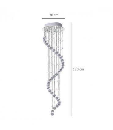 Chandelier Crystal Glass Silver 30cm x 30cm x 120cm 160 Octagons Metal Base
