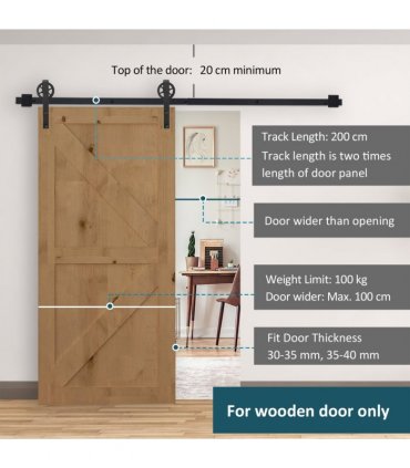 Sliding Barn Door Hardware Kit,6.6 Ft