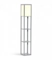 Floor Lamp 4-Tier Grey MDF 26cm x 26cm x 160cm - Light with Storage Shelf