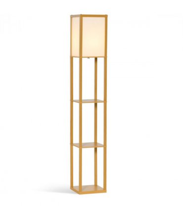 Floor Lamp 4-Tier Natural Beech wood 26cm x 26cm x 160cm Storage Shelf