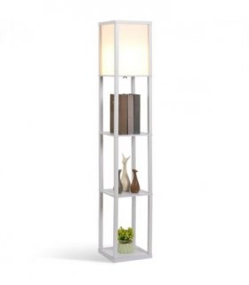Floor Lamp White 26cm x 26cm x 160cm 4-Tier Floor Lamp with Storage Shelf