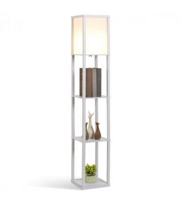 Floor Lamp White 26cm x 26cm x 160cm 4-Tier Floor Lamp with Storage Shelf