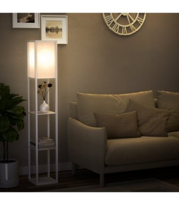 Floor Lamp White 26cm x 26cm x 160cm 4-Tier Floor Lamp with Storage Shelf