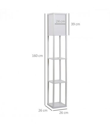 Floor Lamp White 26cm x 26cm x 160cm 4-Tier Floor Lamp with Storage Shelf