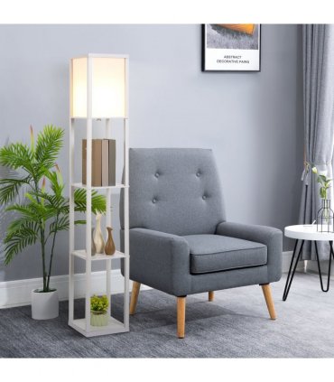 Floor Lamp White 26cm x 26cm x 160cm 4-Tier Floor Lamp with Storage Shelf