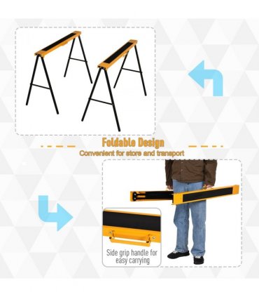 Steel Non-Slip 2-Peice Saw Horse Black/Yellow