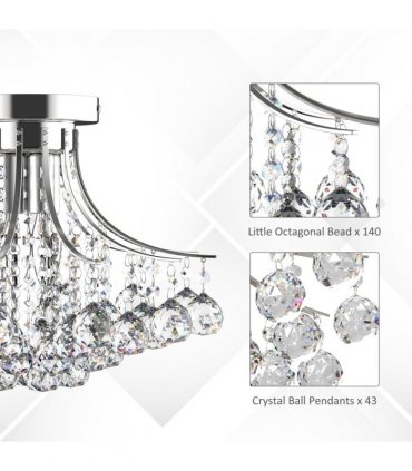 Ceiling Lighting Chandelier Modern K9 Crystal Transparent 40 x 28 H (cm)