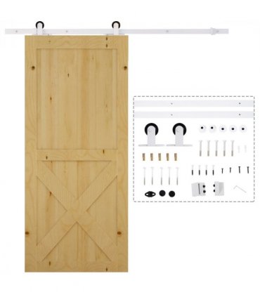 6ft Modern Carbon Steel Sliding Door Track Kit White