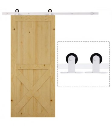 6ft Modern Carbon Steel Sliding Door Track Kit White