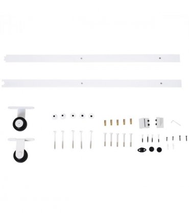 6ft Modern Carbon Steel Sliding Door Track Kit White