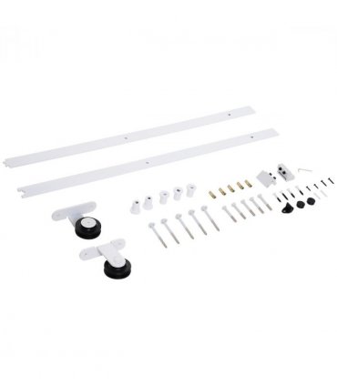 6ft Modern Carbon Steel Sliding Door Track Kit White